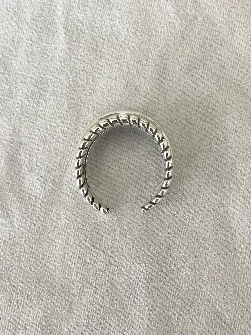 VenusFree Distressed S925 Silver Open Wrap Ring | Vintage Style Double Band
